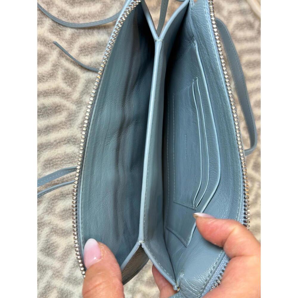 BALENCIAGA Blue Grey Pebbled Leather Neo Classic City Crossbody Clutch Bag - Picture 6 of 13